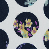 Navy Polka Dotted Floral Printed Stretch Cotton Sateen
