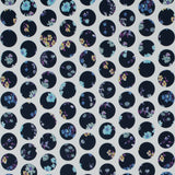 Navy Polka Dotted Floral Printed Stretch Cotton Sateen