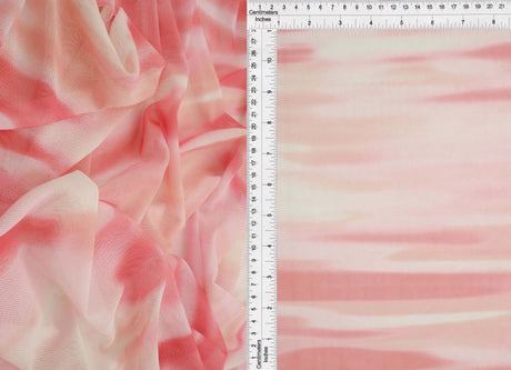 1 Yard Digital Abstract Tie Dye Mesh Fabric, 56/58? Wide Polyester Spandex Blend