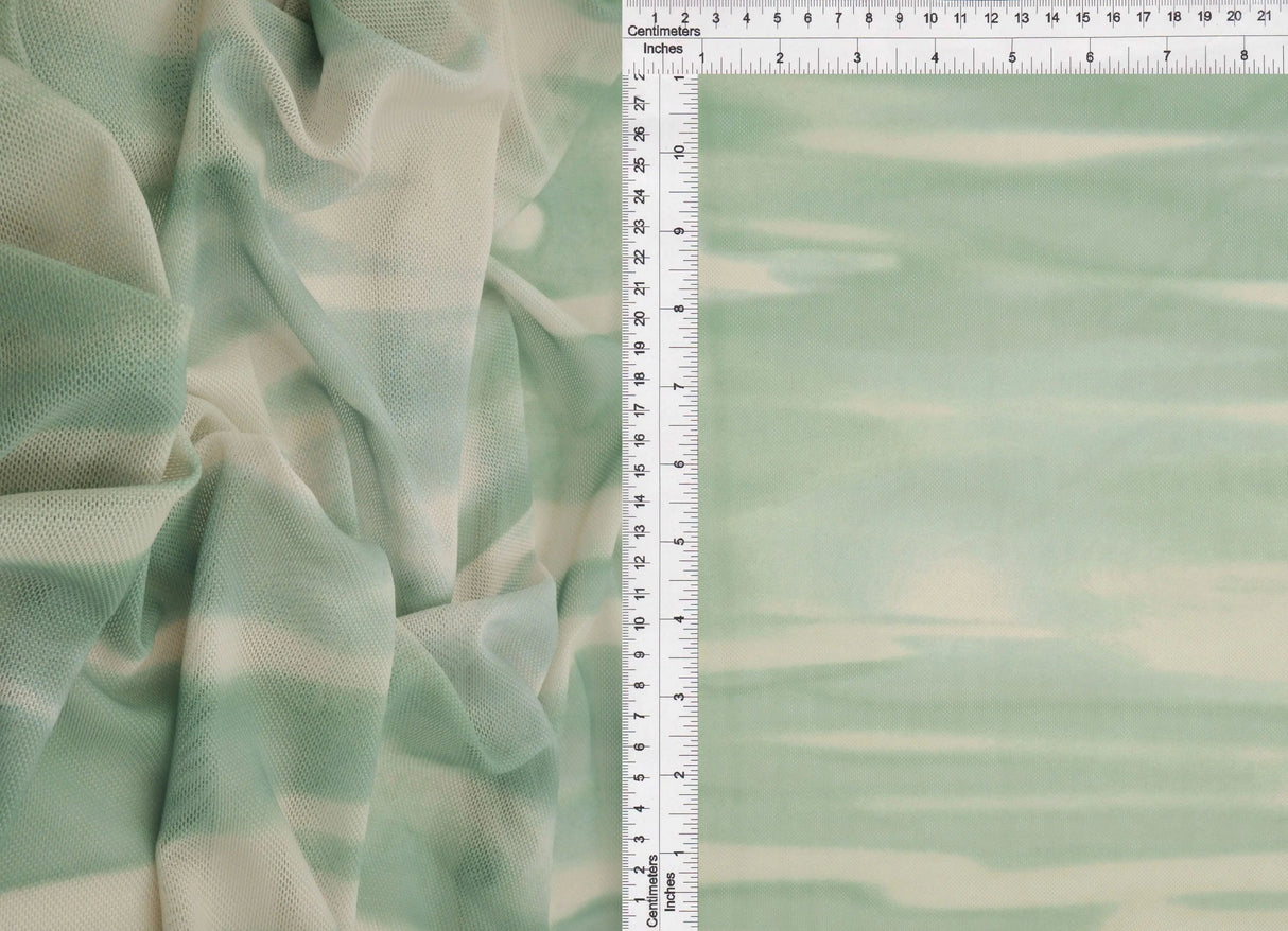 1 Yard Digital Abstract/Tie Dye Mesh Knit Fabric, 56/58? Wide Polyester Spandex Blend