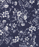Floral Linen Slub Woven Fabric Navy