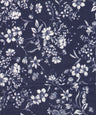 Floral Linen Slub Woven Fabric Navy