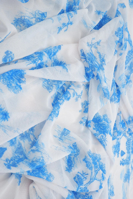 1 Yard Digital Toile Mesh Print Fabric, 56/58" Wide Polyester Spandex Blend