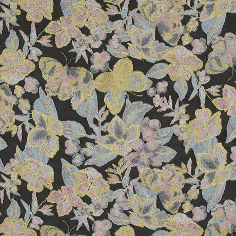 Embroidered Mesh Lace - Pastel Floral on Nude