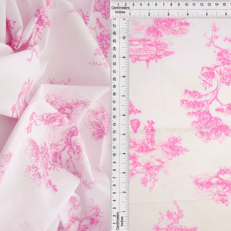 Toile Print Stretch Poplin Fabric