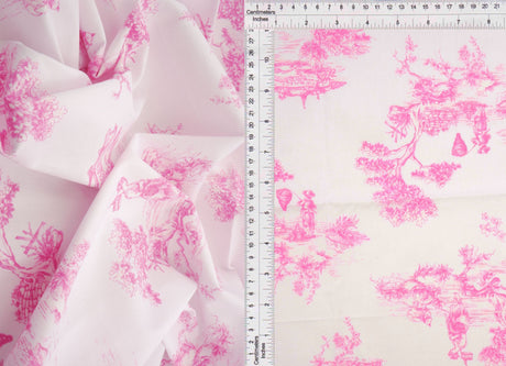 Toile Print Stretch Poplin Fabric