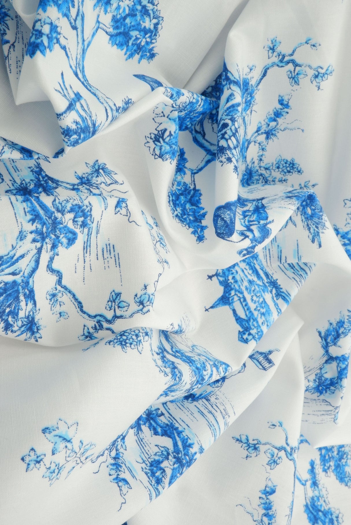 Toile Print Stretch Poplin Fabric