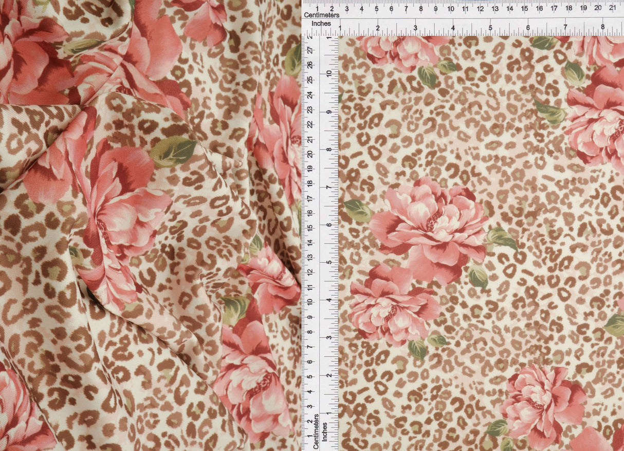 DTY Knit Animal Floral Terracotta Fabric