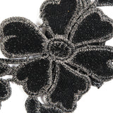 3D Metallic Gunmetal Floral Lace Trim - 5"