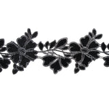 3D Metallic Gunmetal Floral Lace Trim - 5"