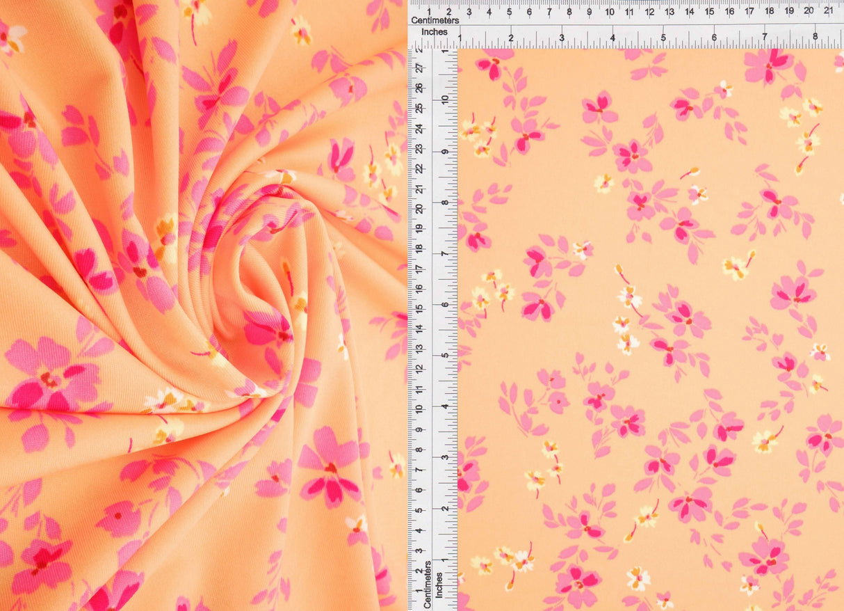 Floral Print Stretch DTY Knit Fabric