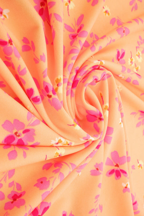 Floral Print Stretch DTY Knit Fabric
