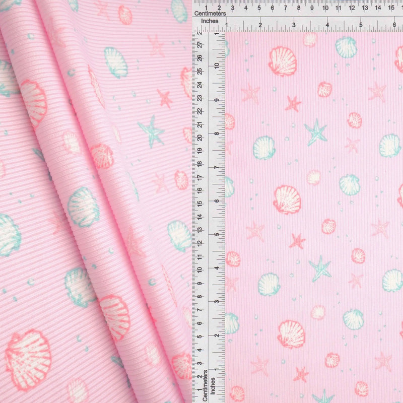 1 Yard Cotton Feel 2x2 Rib Knit Under The Sea Fabric 58/59 Inch Wide Soft Stretch Ribbing for Kidswear & DIY Crafts