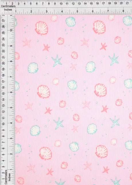 1 Yard Cotton Feel 2x2 Rib Knit Fabric Under the Sea Print, 230 GSM, 58/59? Wide Polyester Spandex Blend