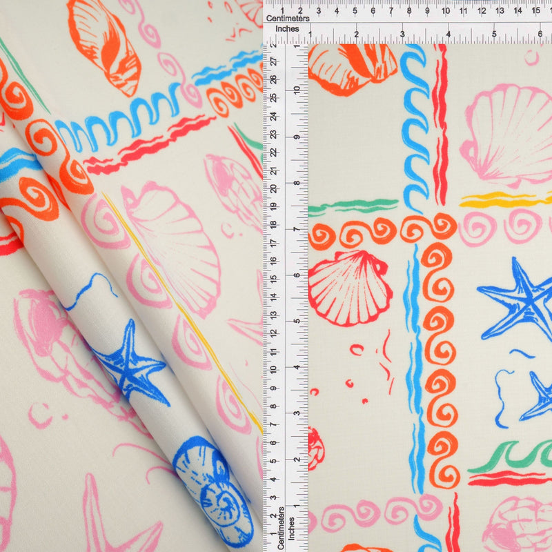 Printed Linen Look Woven Fabric Under the Sea