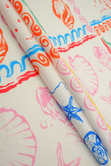 Printed Linen Look Woven Fabric Under the Sea