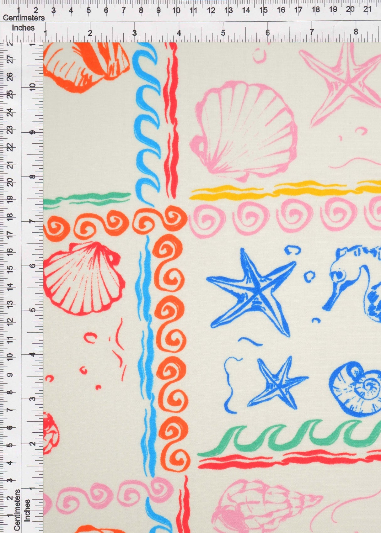 Printed Linen Look Woven Fabric Under the Sea