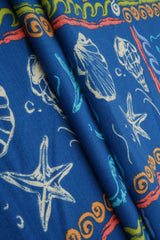 Printed Linen Look Woven Fabric Under the Sea