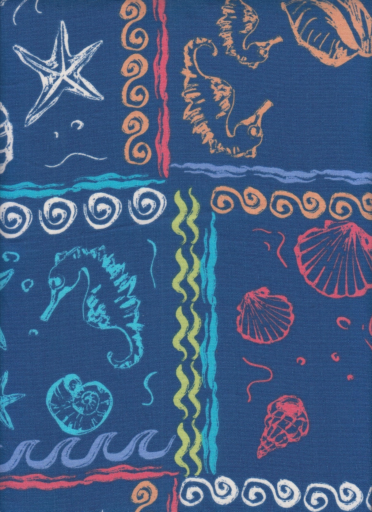Printed Linen Look Woven Fabric Under the Sea