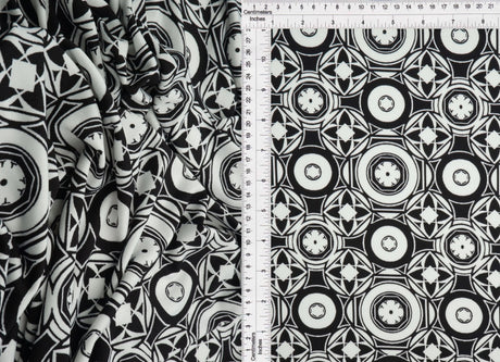1 Yard DTY Geo Print Knit Fabric 190 GSM, 58/60'' Wide Polyester Spandex Blend