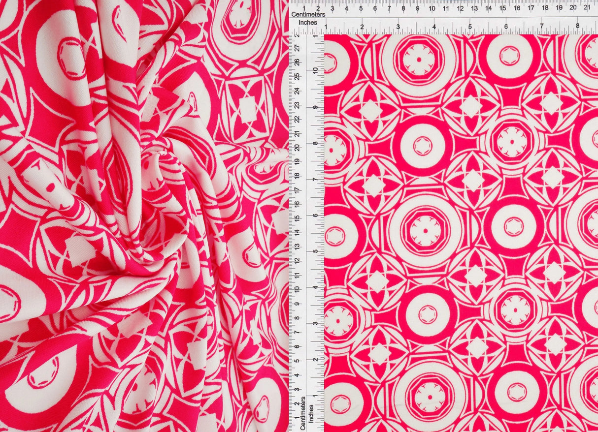 1 Yard Modern Geo DTY Stretch Knit Fabric 58/60 Inch Wide Soft Lightweight Print for Stylish Clothing & Craft Projects