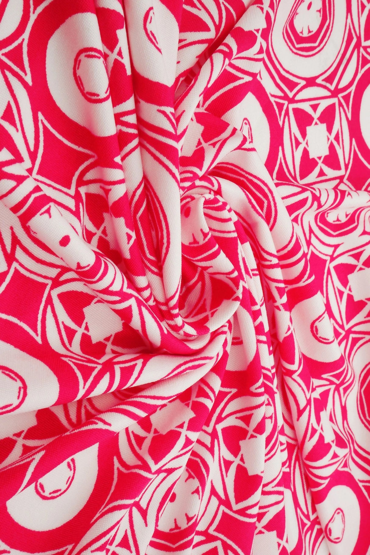 1 Yard Modern Geo DTY Stretch Knit Fabric 58/60 Inch Wide Soft Lightweight Print for Stylish Clothing & Craft Projects