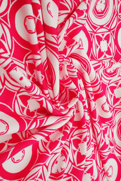 1 Yard Modern Geo DTY Stretch Knit Fabric 58/60 Inch Wide Soft Lightweight Print for Stylish Clothing & Craft Projects