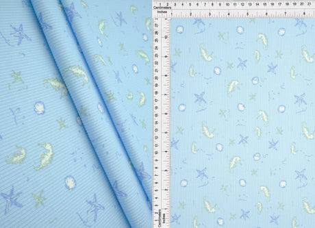 1 Yard Ocean Theme Cotton Feel Rib Knit Fabri 58/59 Inch Wide 2x2 Stretch Rib for Kidswear & DIY Sewing