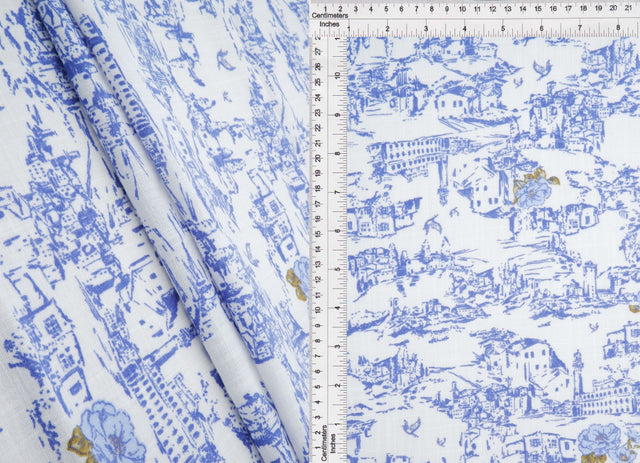 Toile Linen Look Woven Fabric