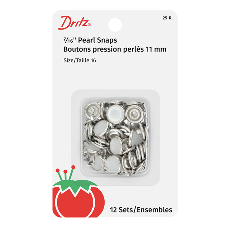 Dritz Pearl Snap Fasteners - White - 7/16", 12 Sets
