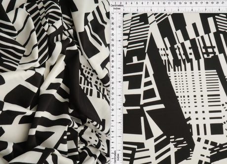 1 Yard Geometric DTY Knit Stretch Fabric 58/60 Inch Wide Lightweight Material for Apparel & DIY Projects