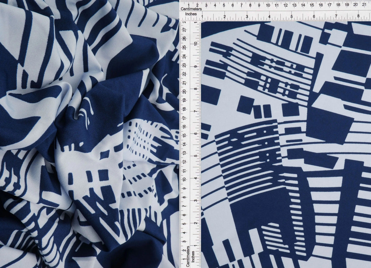 1 Yard Geometric DTY Knit Stretch Fabric 58/60 Inch Wide Lightweight Material for Apparel & DIY Projects