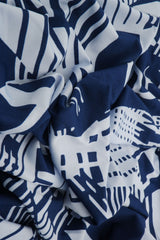 Geometric Print Stretch DTY Knit Fabric Navy