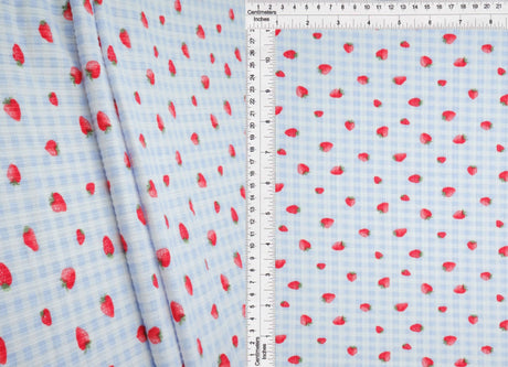 1 Yard Soft Stretchy 4x2 Yummy Rib Fabric with Strawberry Print 58/60" Wide Polyester Spandex Blend