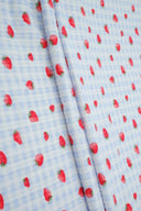 1 Yarda de Tela de Punto de Canalé 4x2 Suave y Elástica con Estampado de Fresas, Mezcla de Poliéster y Spandex, Ancho 58/60"