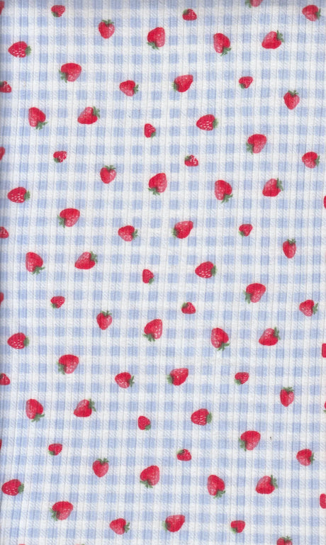 1 Yard Soft Stretchy 4x2 Yummy Rib Fabric with Strawberry Print 58/60" Wide Polyester Spandex Blend
