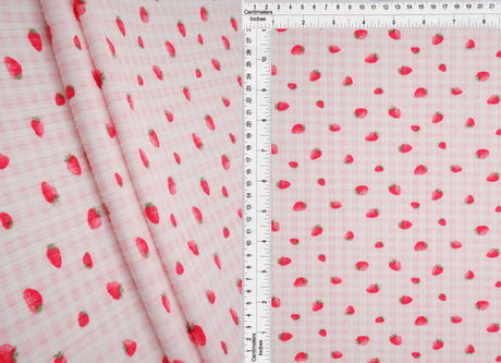 1 Yard Soft Stretchy 4x2 Yummy Rib Fabric with Strawberry Print 58/60" Wide Polyester Spandex Blend