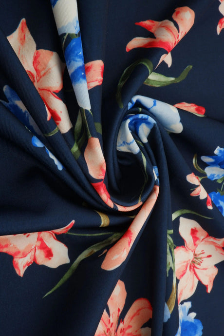 1 yarda de tela de punto elástica digital floral DTY de 58/60 pulgadas de ancho, estampado liso y ligero para vestidos y manualidades  