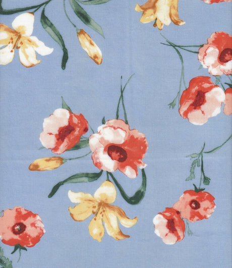 Rayon Challis Floral Print Fabric Lightweight Woven, 54" Wide Soft Drape