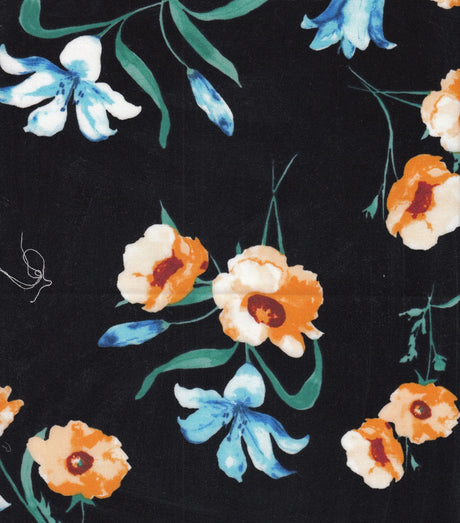Rayon Challis Floral Print Fabric Lightweight Woven, 54" Wide Soft Drape