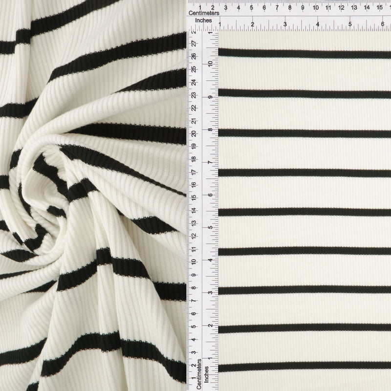 Stripe Knit Fabric Black Ivory