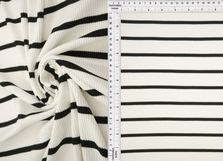 Stripe Knit Fabric Black Ivory