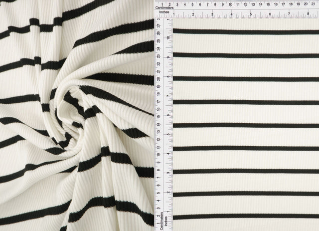 Stripe Knit Fabric Black Ivory