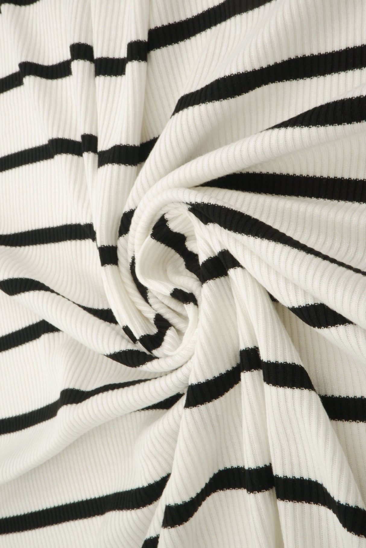 Stripe Knit Fabric Black Ivory