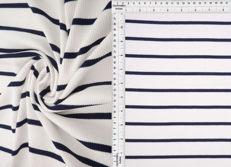 Stripe Knit Fabric Black Ivory