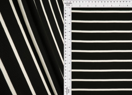 Stripe Knit Fabric Black Ivory