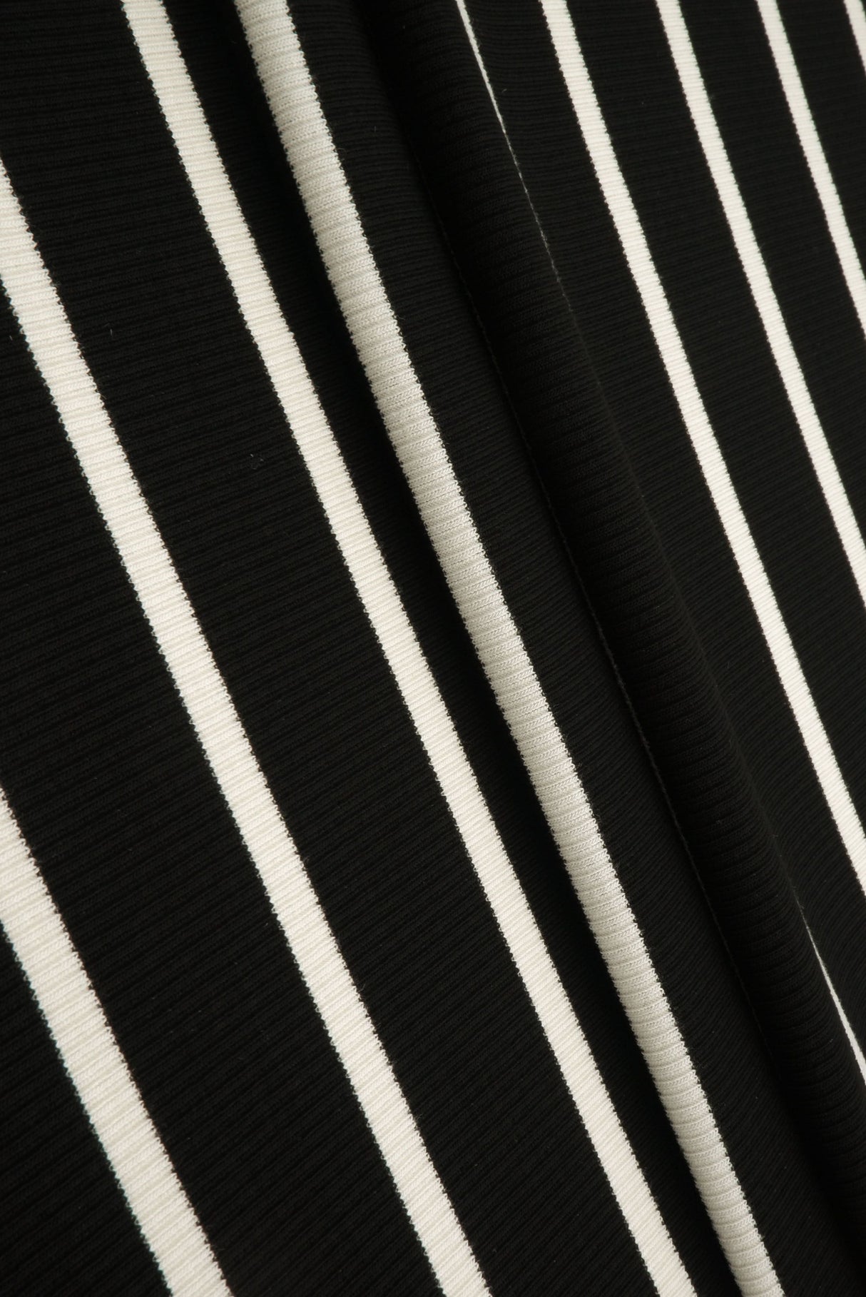 Stripe Knit Fabric Black Ivory