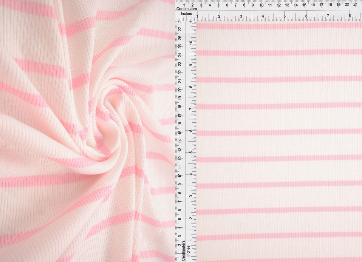 Stripe Knit Fabric Black Ivory