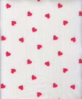 Heart Print Ribbed Knit Fabric