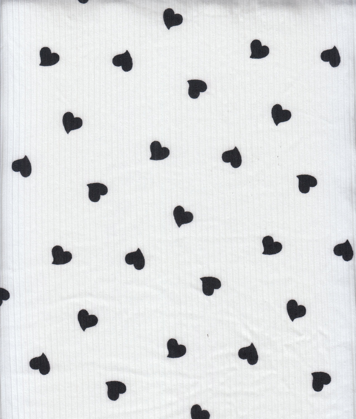 Heart Print Ribbed Knit Fabric